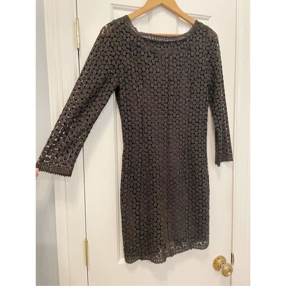 NWT Diane Von Furstenberg Caritan Long Sleeve Lace Mini Gray Dress 6 - Picture 10 of 14